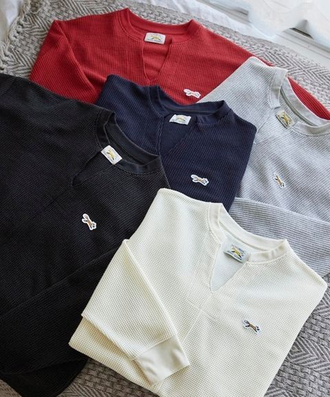 MONO-MART 刺繡小狐狸開襟領華夫格長袖上衣_52