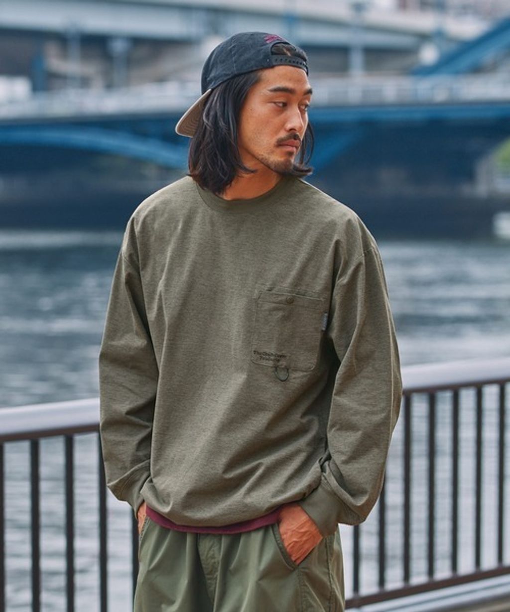 THE CRAFT CREW PRODUCTS 吸水速乾多機能天竺棉寬鬆版型抽繩寬版口袋長袖上衣_24
