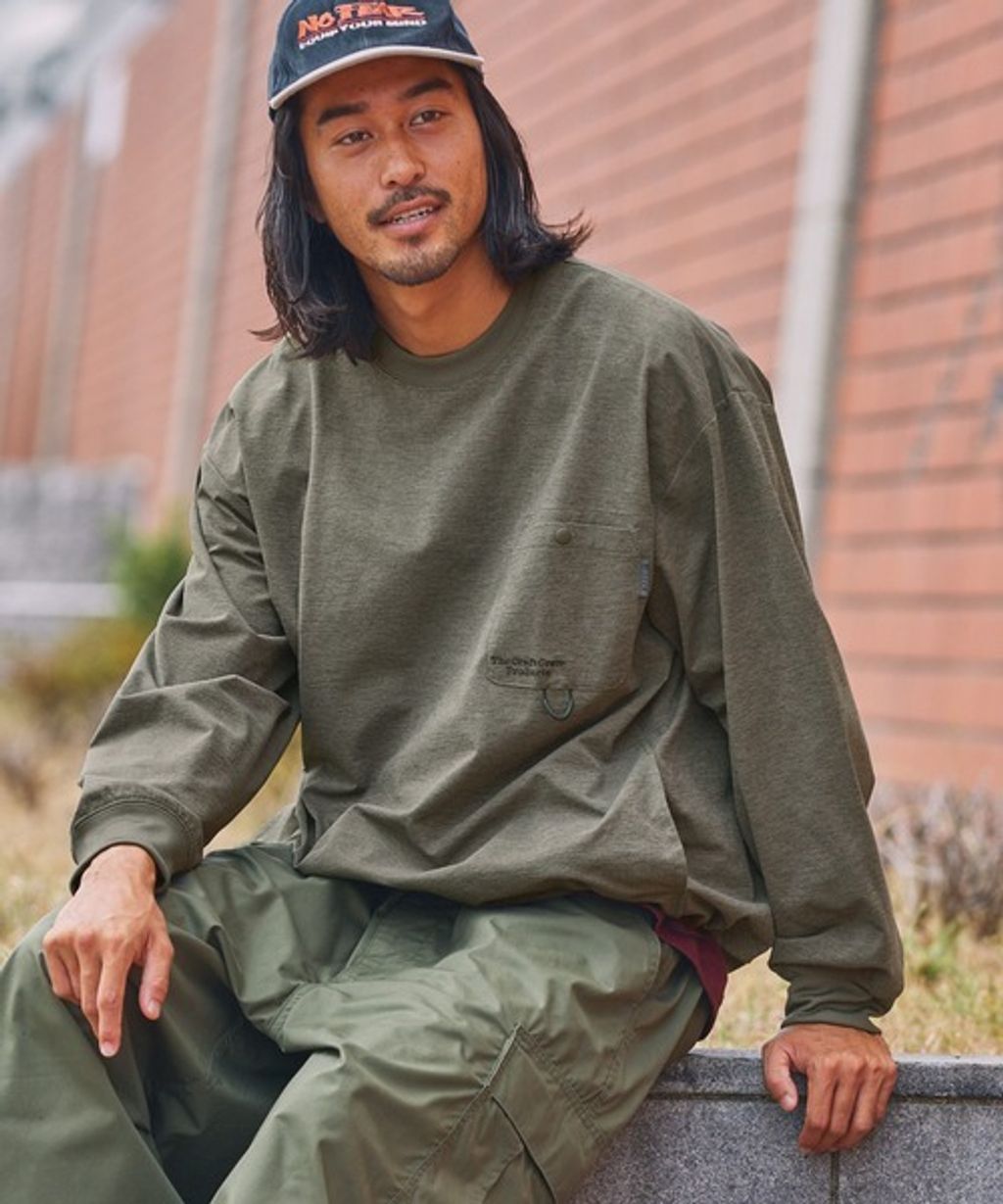 THE CRAFT CREW PRODUCTS 吸水速乾多機能天竺棉寬鬆版型抽繩寬版口袋長袖上衣_20