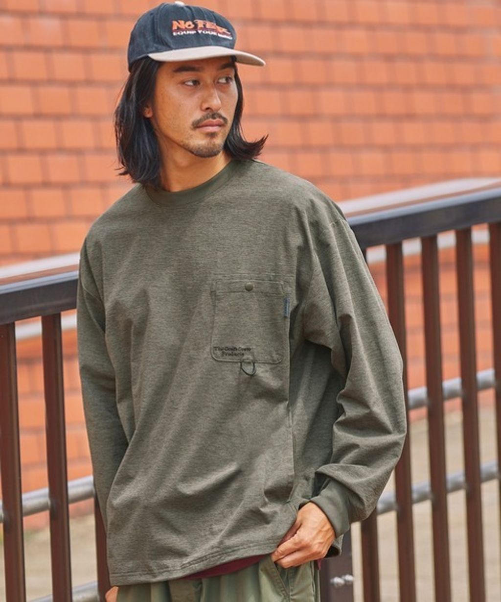 THE CRAFT CREW PRODUCTS 吸水速乾多機能天竺棉寬鬆版型抽繩寬版口袋長袖上衣_23