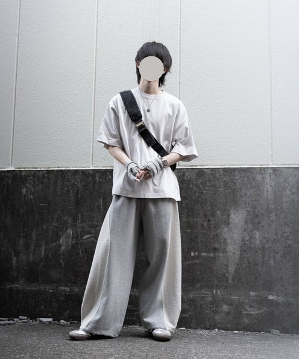RUUBON 厚磅拼接寬版繭型休閒長褲(男女同款)_118