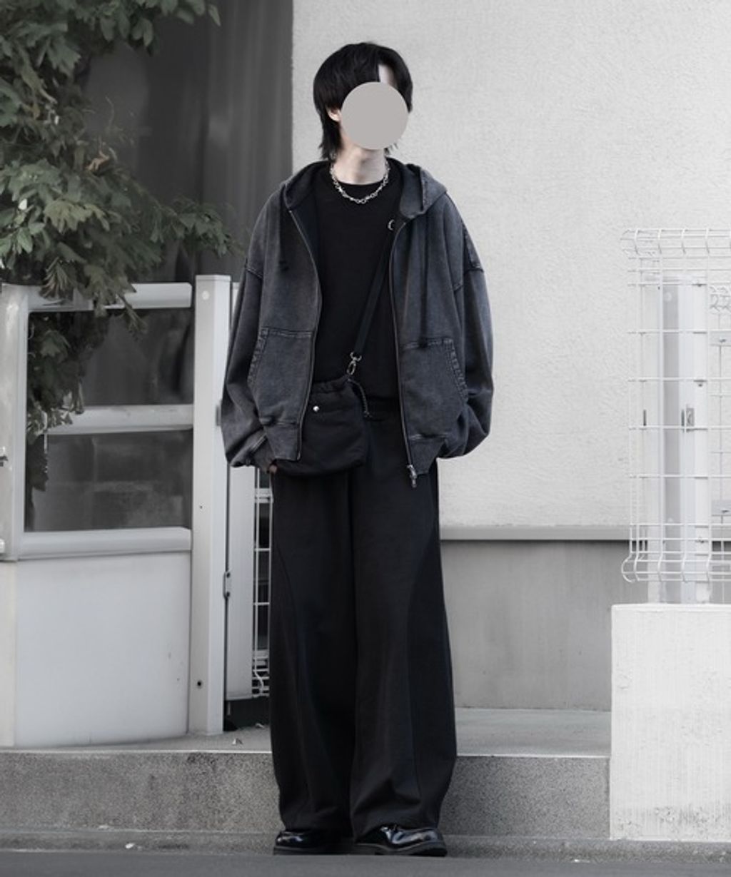 RUUBON 厚磅拼接寬版繭型休閒長褲(男女同款)_124