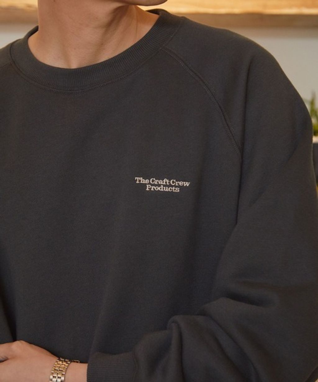 THE CRAFT CREW PRODUCTS 保暖加工寬鬆版型下擺抽繩刷毛大學T_90
