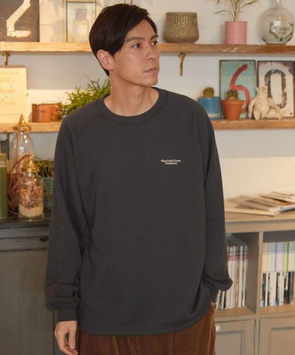 THE CRAFT CREW PRODUCTS 保暖加工寬鬆版型下擺抽繩刷毛大學T_89