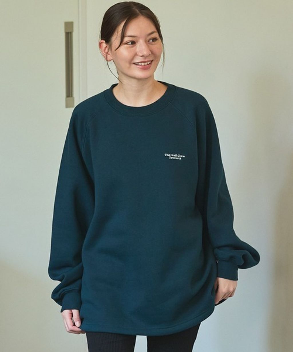 THE CRAFT CREW PRODUCTS 保暖加工寬鬆版型下擺抽繩刷毛大學T_45