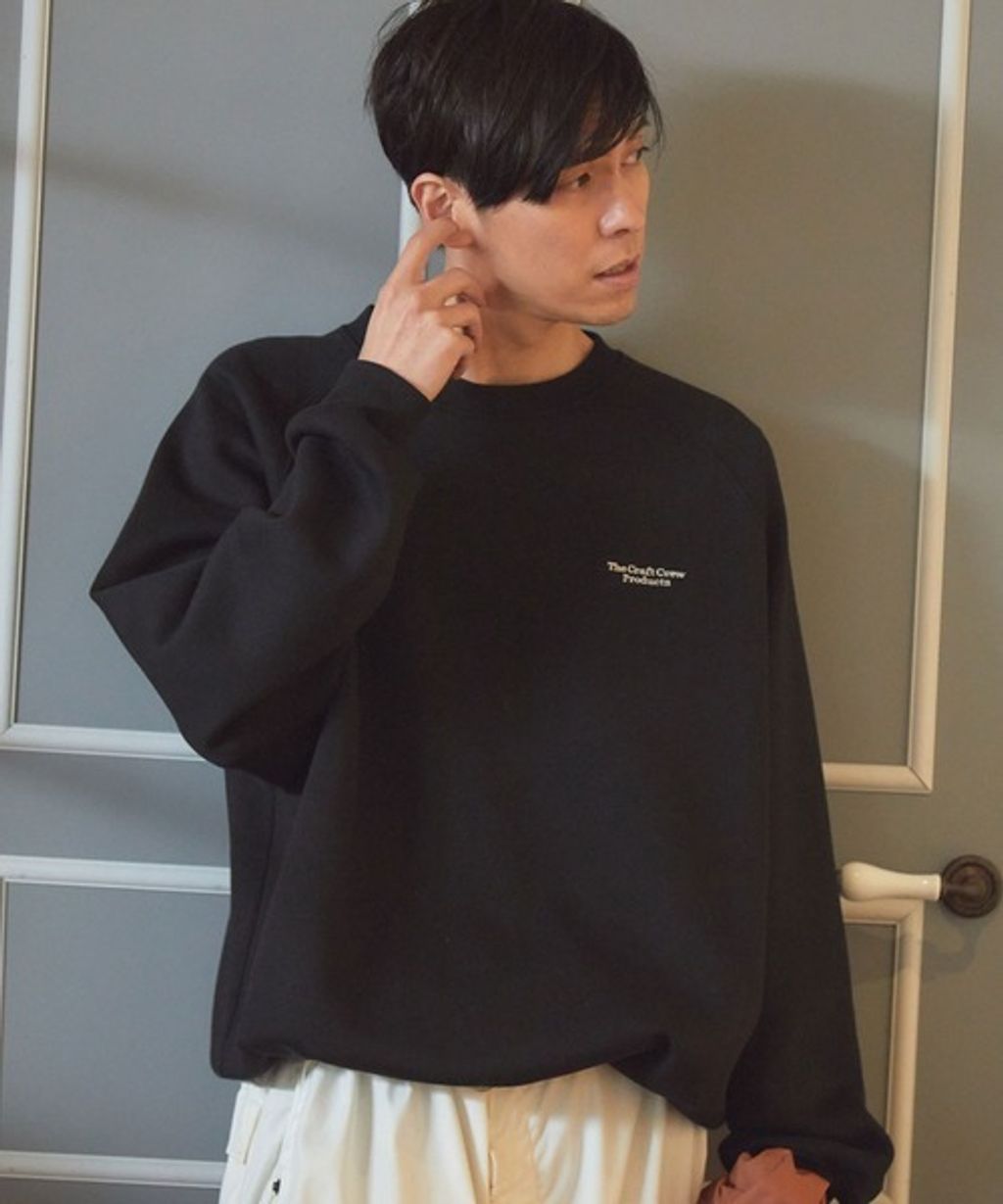 THE CRAFT CREW PRODUCTS 保暖加工寬鬆版型下擺抽繩刷毛大學T_52