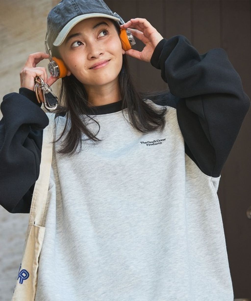 THE CRAFT CREW PRODUCTS 保暖加工寬鬆版型下擺抽繩刷毛大學T_133