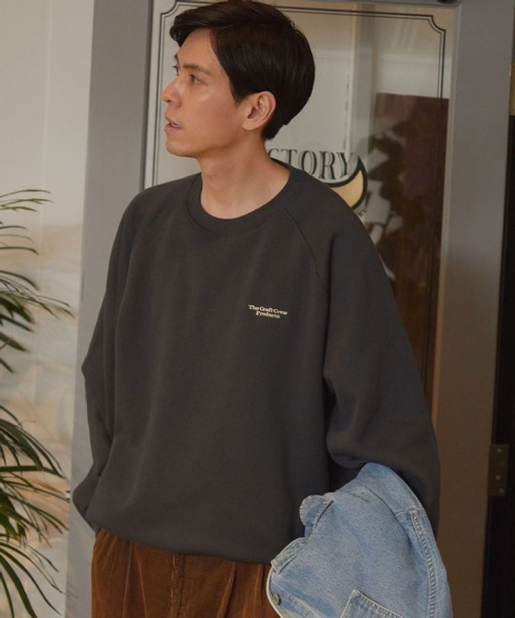 THE CRAFT CREW PRODUCTS 保暖加工寬鬆版型下擺抽繩刷毛大學T_93