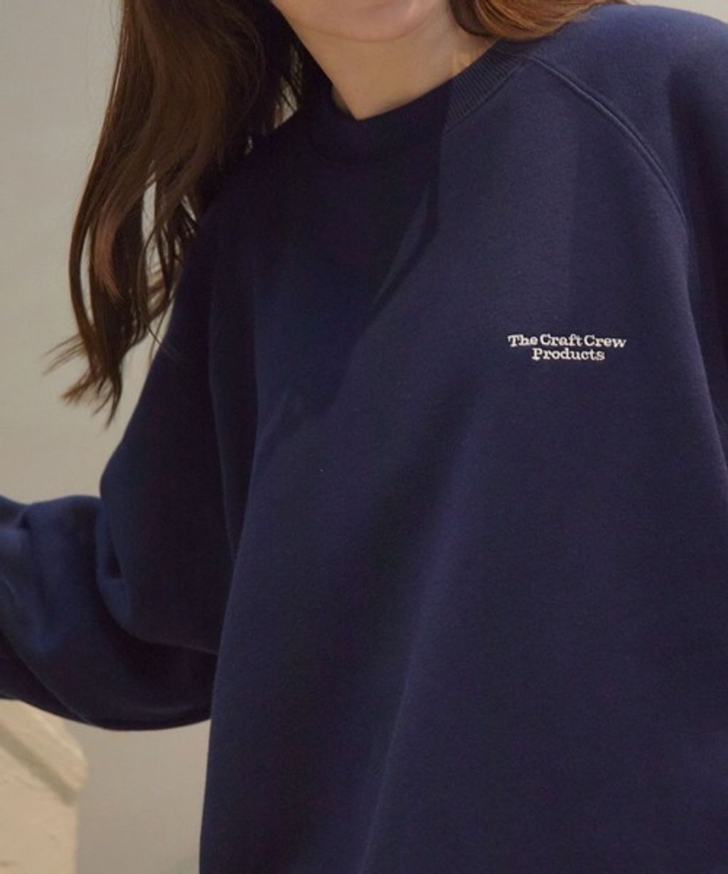 THE CRAFT CREW PRODUCTS 保暖加工寬鬆版型下擺抽繩刷毛大學T_112