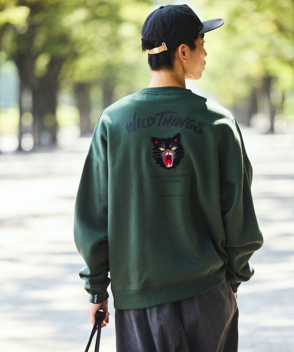 WILD THINGS×FREAKS STORE  刺繡黑貓刷毛大學T_37