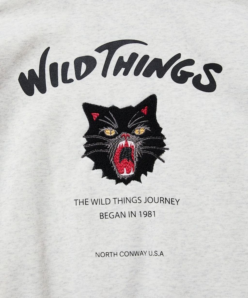 WILD THINGS×FREAKS STORE  刺繡黑貓刷毛大學T_13