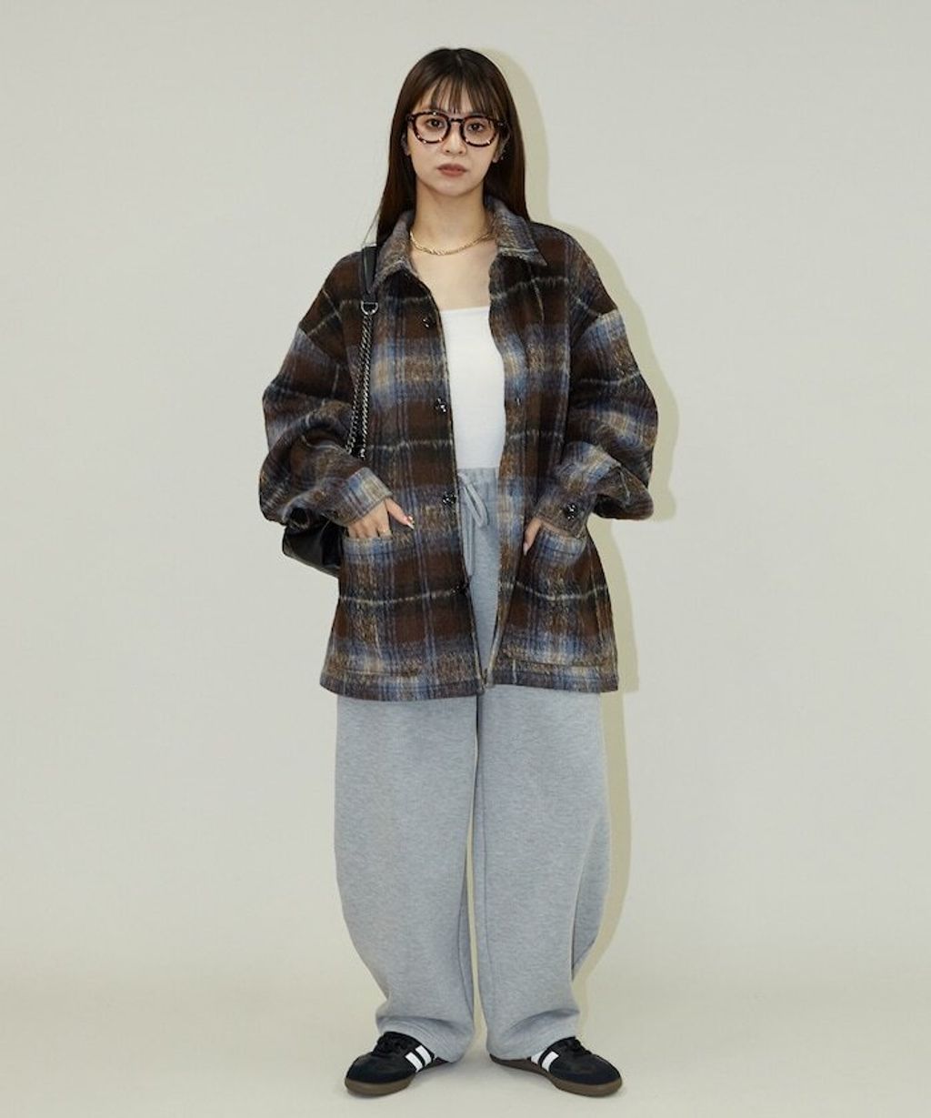 FREAKS STORE 毛絨格紋寬版外套_11