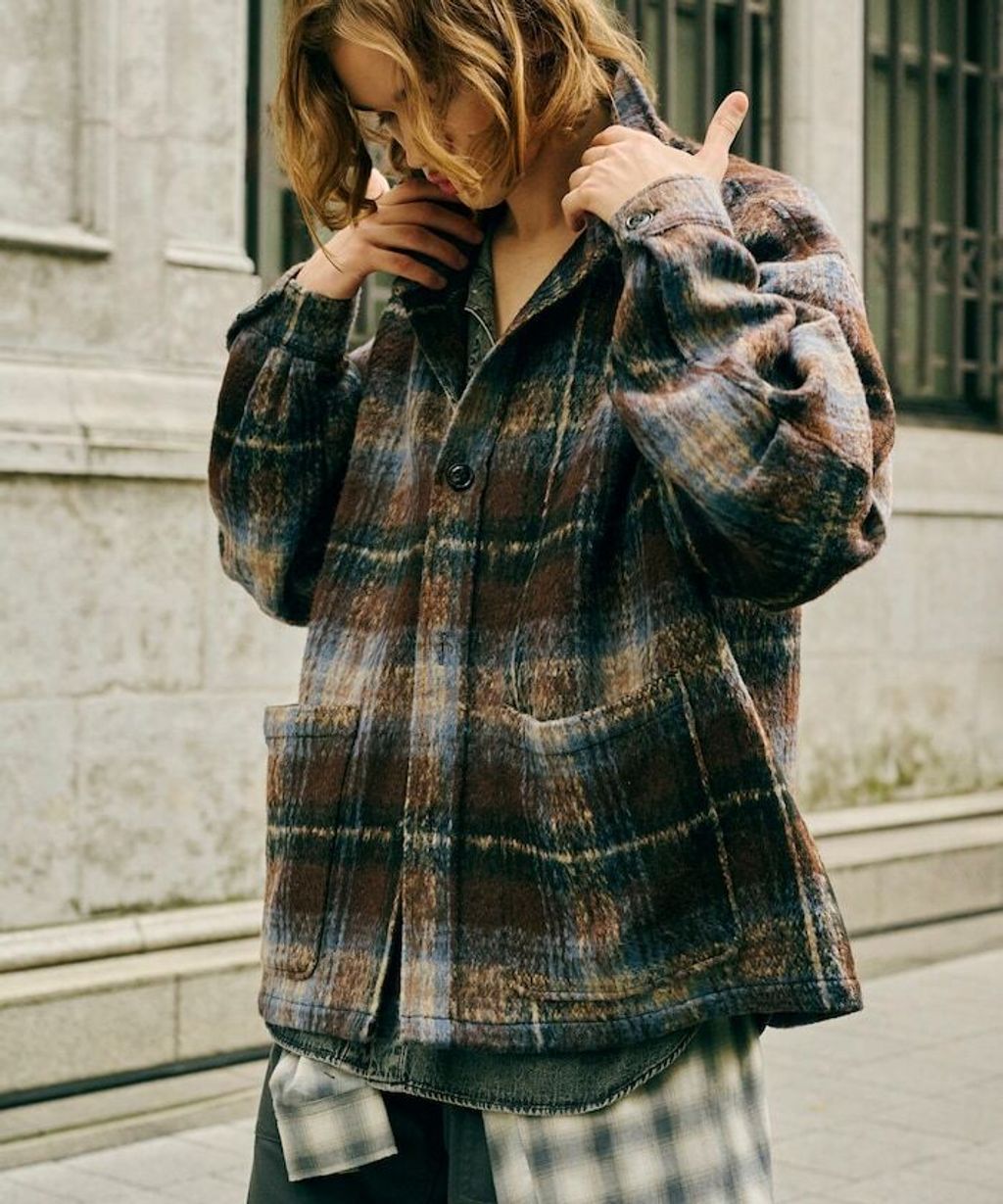FREAKS STORE 毛絨格紋寬版外套_2