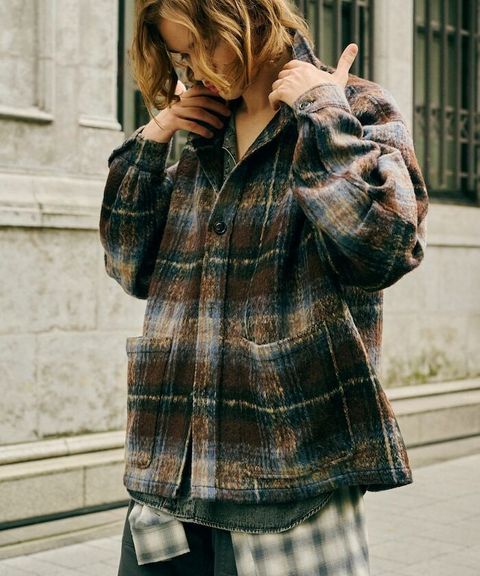 FREAKS STORE 毛絨格紋寬版外套_2
