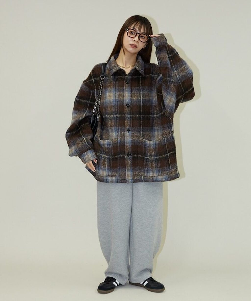 FREAKS STORE 毛絨格紋寬版外套_9