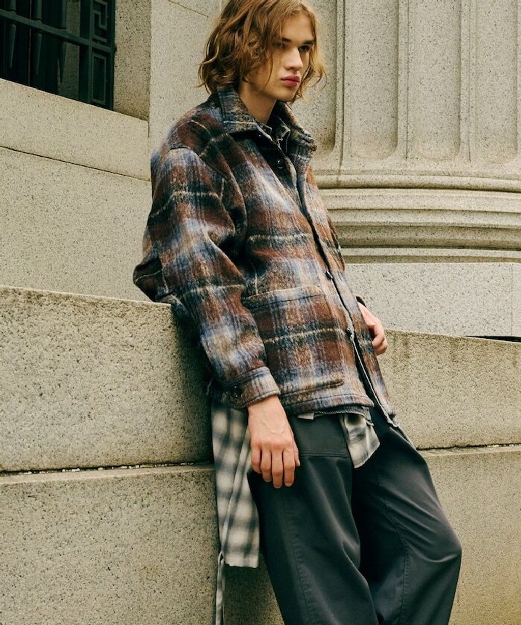 FREAKS STORE 毛絨格紋寬版外套_4