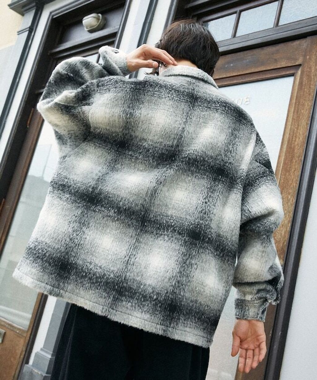 FREAKS STORE 毛絨格紋寬版外套_14