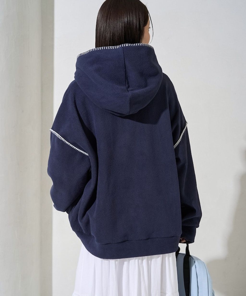 FREAKS STORE 毛毯縫線面料落肩剪裁保暖刷毛帽T_19
