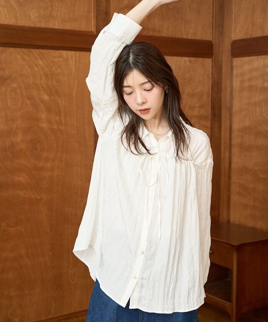 FREAKS STORE 壓皺光澤工法脖頸蝴蝶結設計襯衫_27