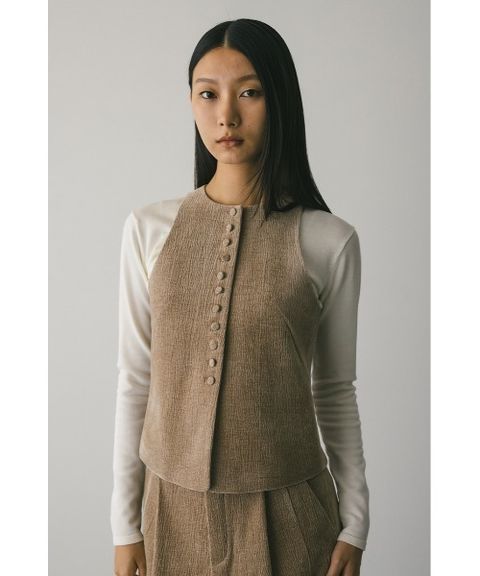 Style mixer 復古感後背開口絨布背心_15