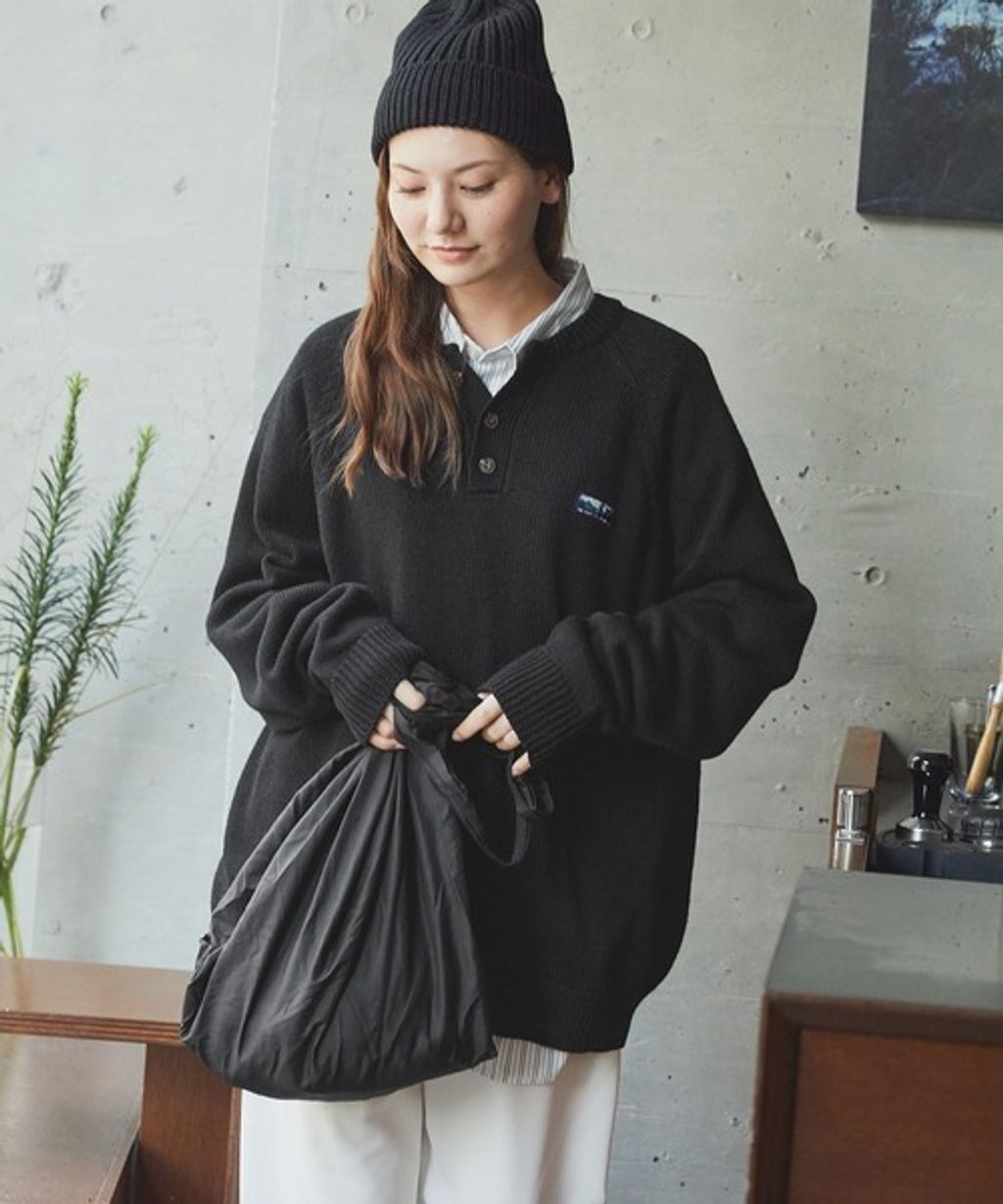 THE CRAFT CREW PRODUCTS 可水洗抗起球oversize亨利領針織衫_2
