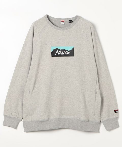NANGA 環保混紡Box Logo刷毛大學T_1