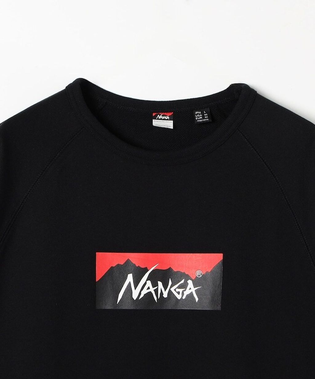 NANGA 環保混紡Box Logo刷毛大學T_4