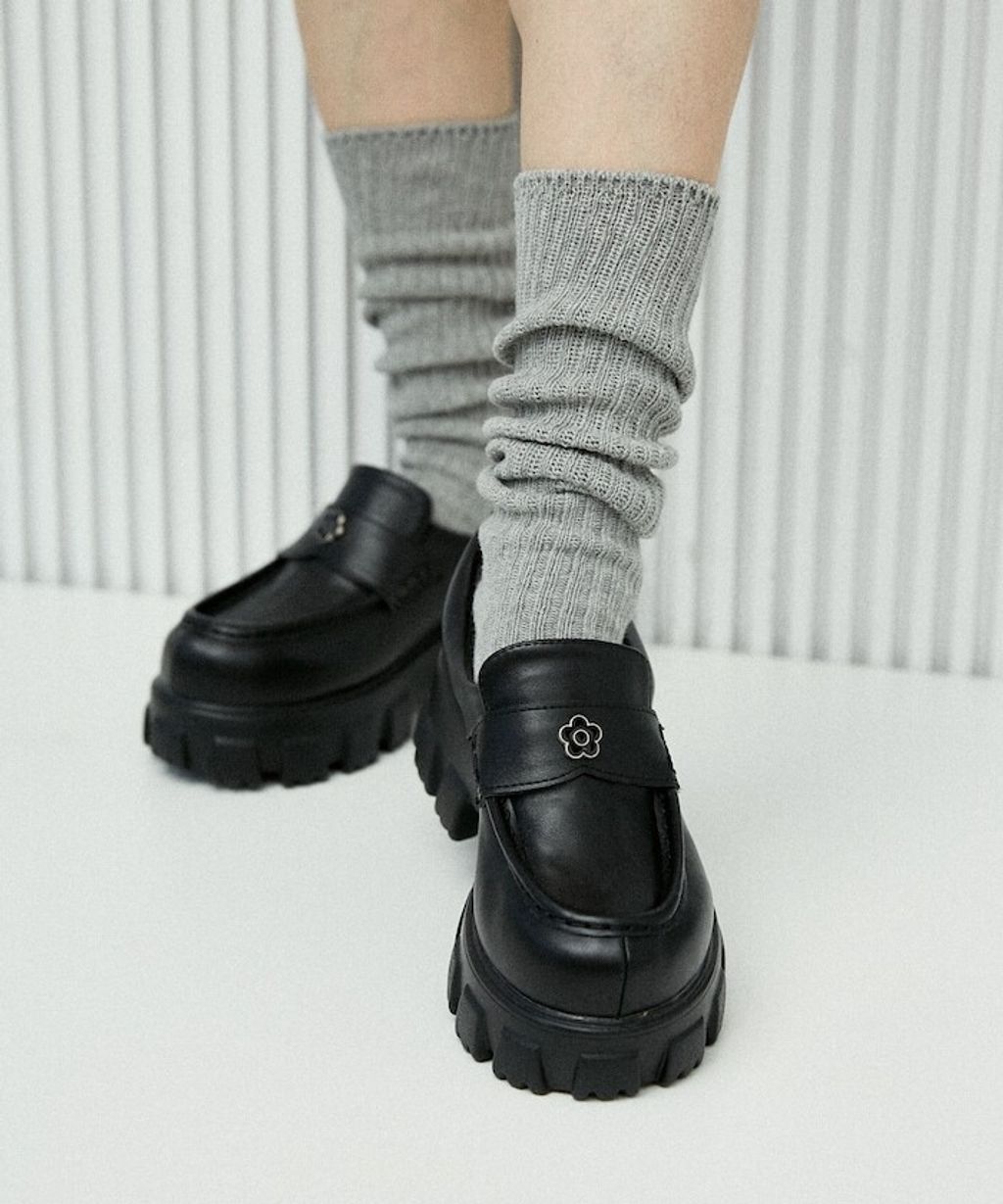 MARY QUANT 小花logo厚底樂福鞋_8