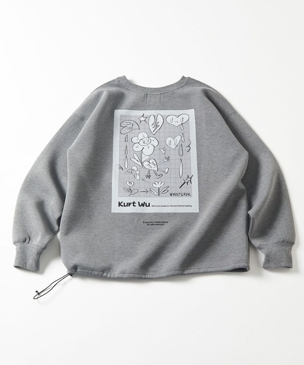 Kurt Wu x FREAKS STORE 背印愛心小花圓領太空棉下擺抽繩大學T_14