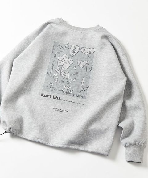 Kurt Wu x FREAKS STORE 背印愛心小花圓領太空棉下擺抽繩大學T_5