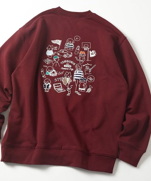 tombonia × FREAKS STORE 貓咪狗狗校園生活全刺繡圓領大學T_9