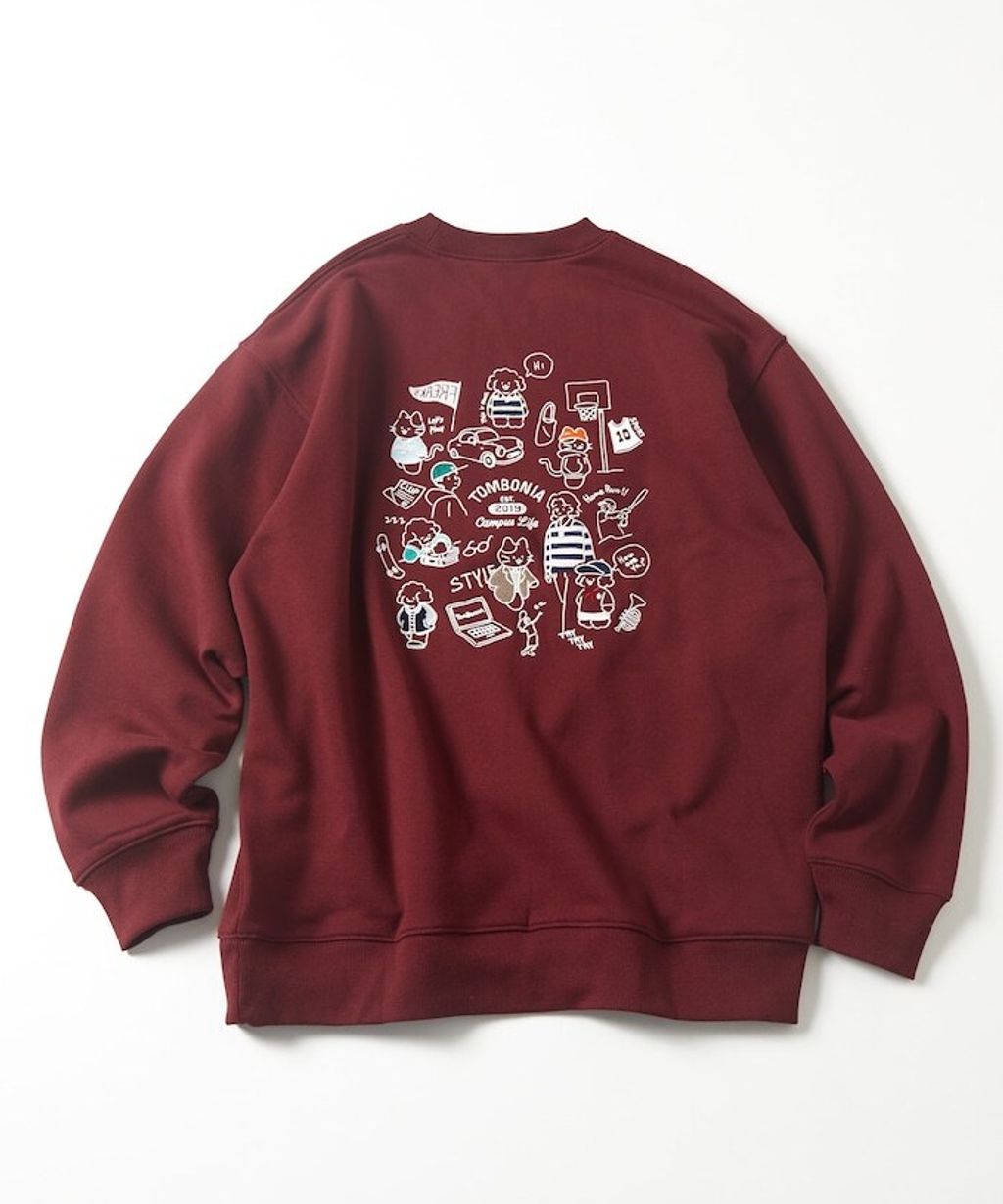 tombonia × FREAKS STORE 貓咪狗狗校園生活全刺繡圓領大學T_8