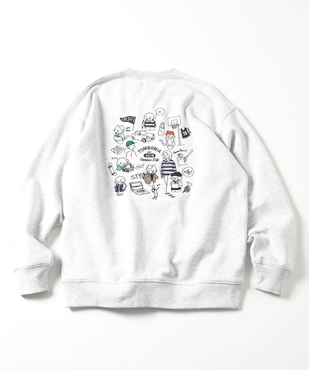tombonia × FREAKS STORE 貓咪狗狗校園生活全刺繡圓領大學T_5