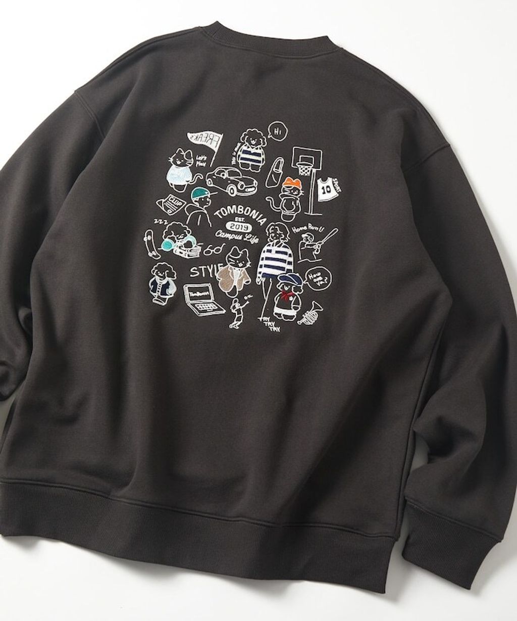 tombonia × FREAKS STORE 貓咪狗狗校園生活全刺繡圓領大學T_18
