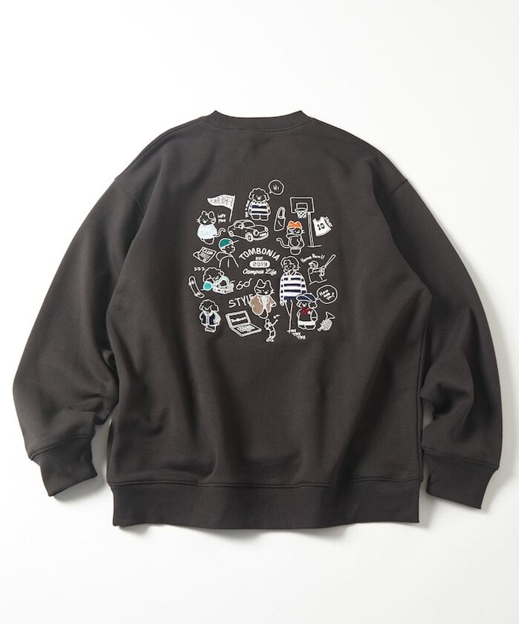 tombonia × FREAKS STORE 貓咪狗狗校園生活全刺繡圓領大學T_17