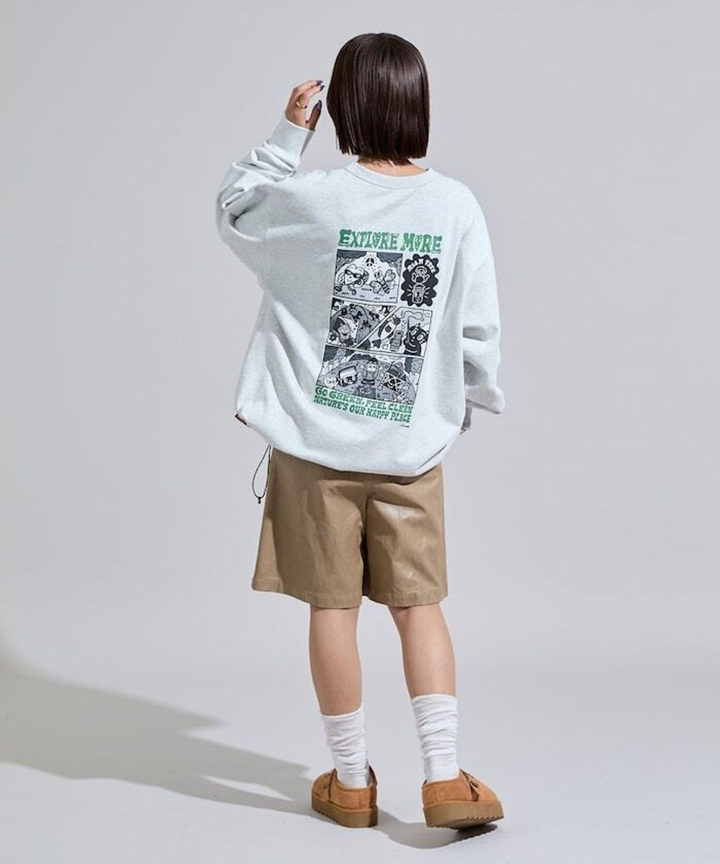 Coleman×Chocomoo×FREAKS STORE 四格漫畫風下擺抽繩圓領大學T_4