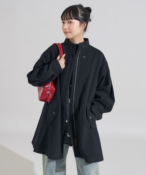 FREAKS STORE 羊毛觸感傘擺短版大衣_1
