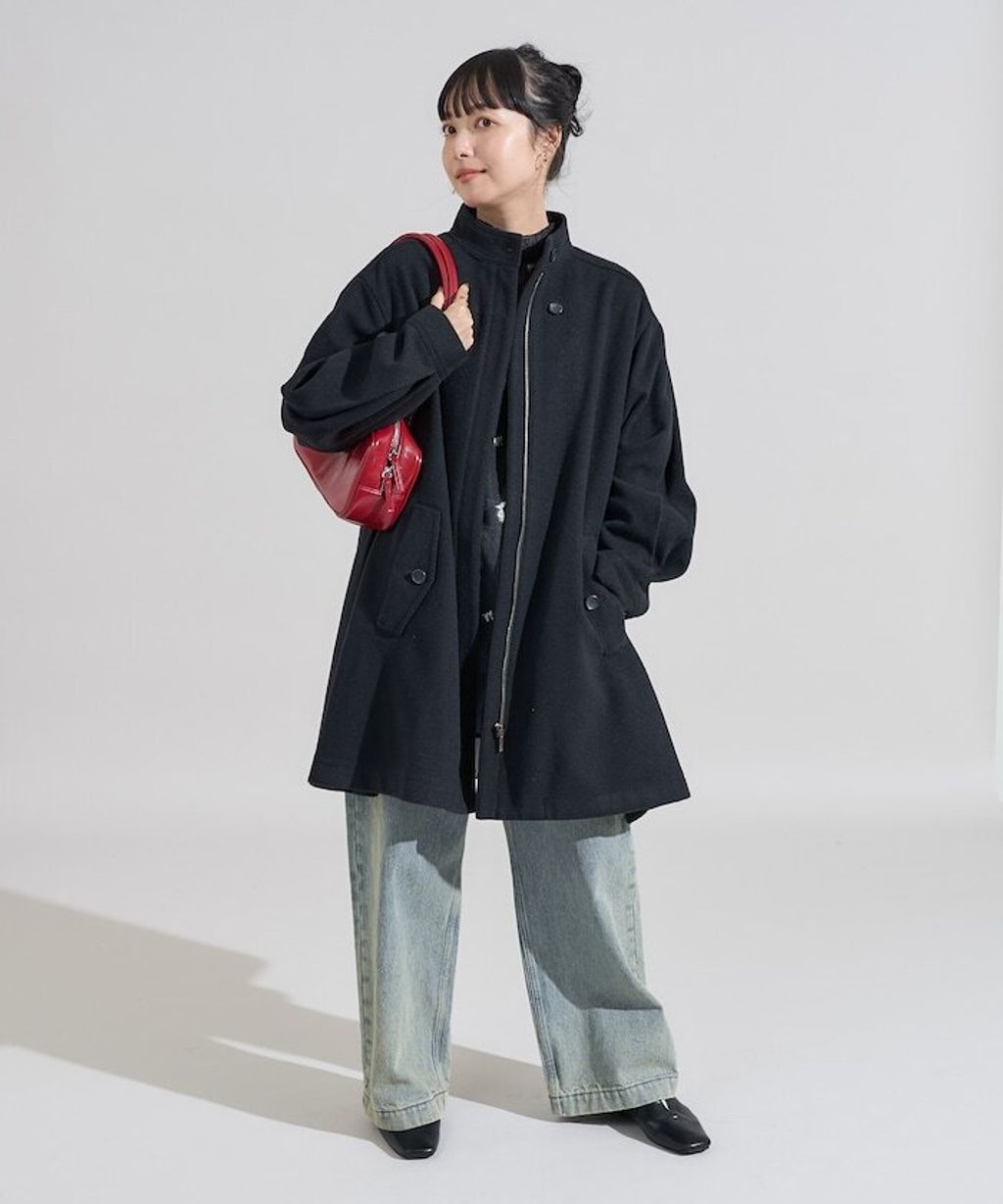 FREAKS STORE 羊毛觸感傘擺短版大衣_36