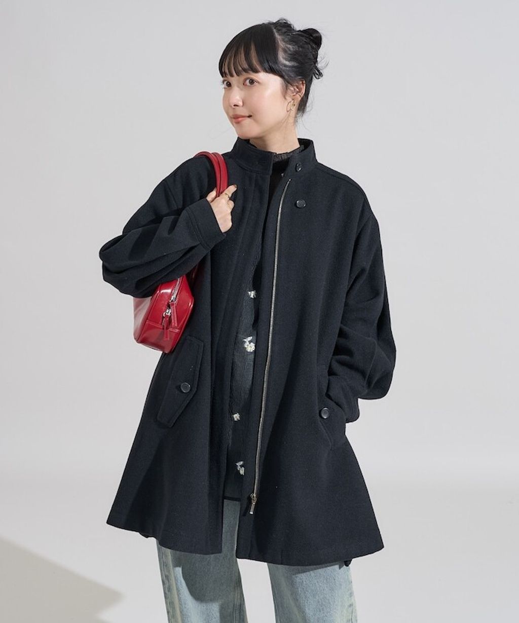 FREAKS STORE 羊毛觸感傘擺短版大衣_37