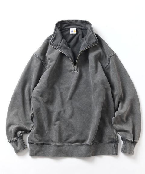 13オンス HEAVY WEIGHT ピグメント加工 ハーフジップ スウェット_1