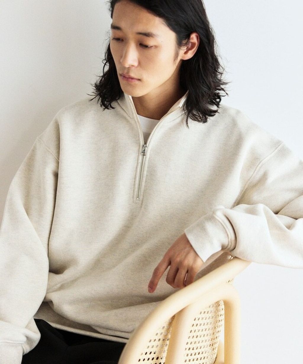 FREAKS STORE COMFORT HEATHER復古感拉格蘭半開襟大學T_37