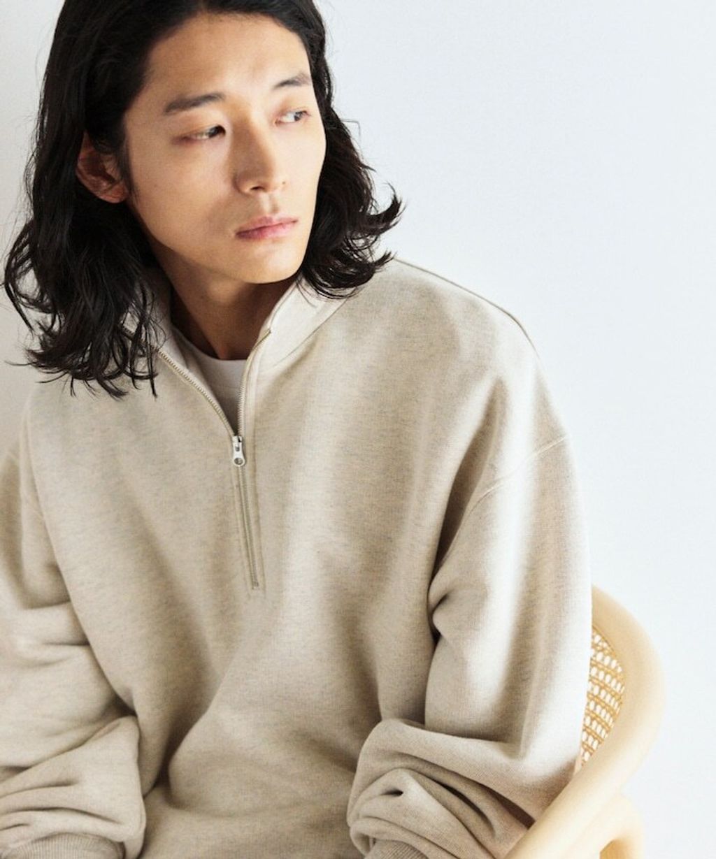 FREAKS STORE COMFORT HEATHER復古感拉格蘭半開襟大學T_39