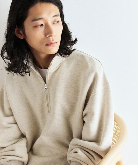 FREAKS STORE COMFORT HEATHER復古感拉格蘭半開襟大學T_39
