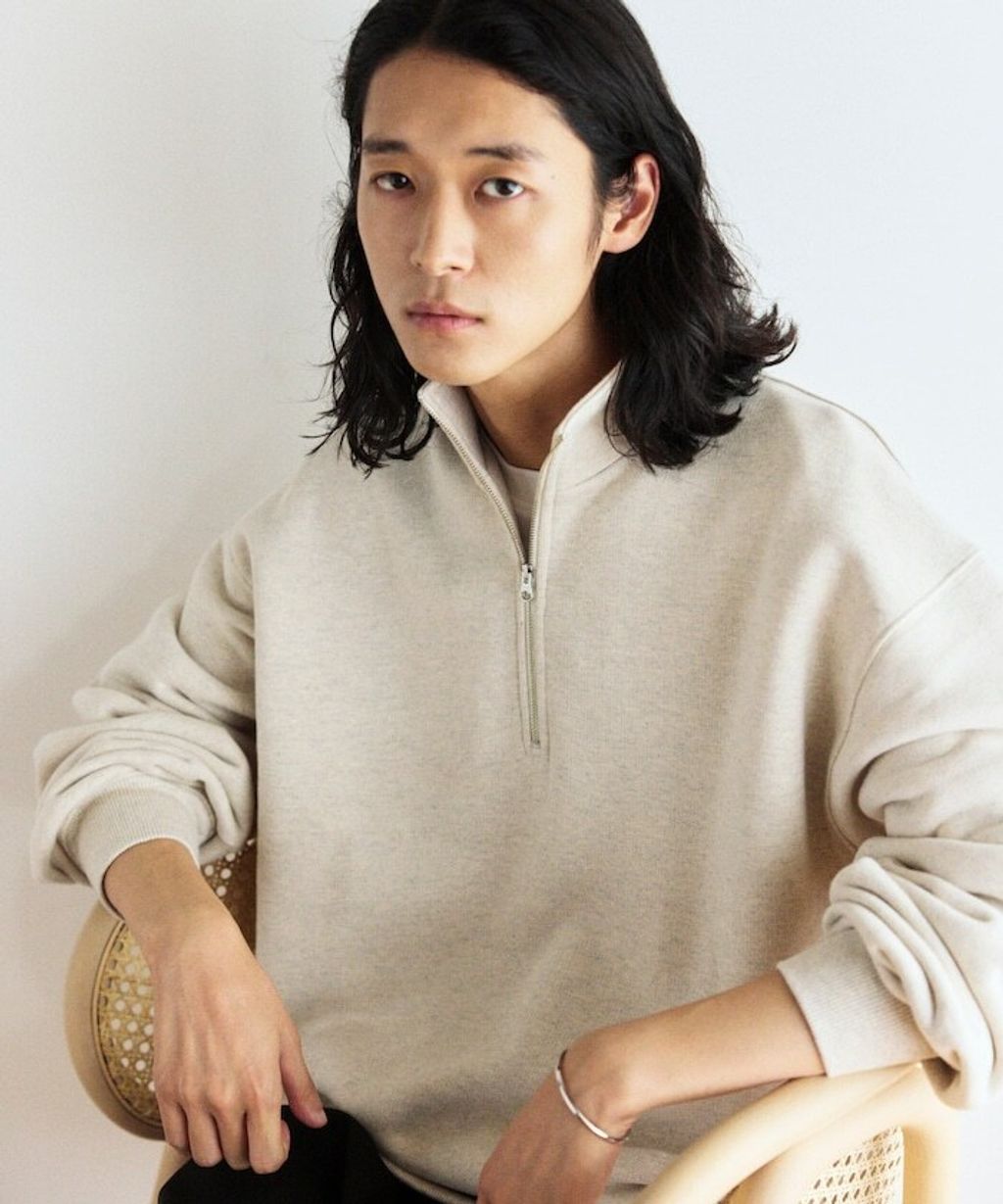 FREAKS STORE COMFORT HEATHER復古感拉格蘭半開襟大學T_38