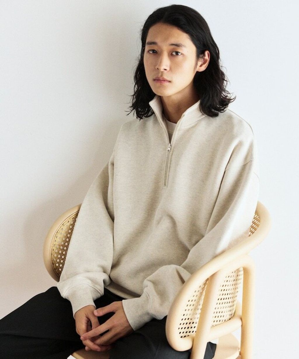 FREAKS STORE COMFORT HEATHER復古感拉格蘭半開襟大學T_35