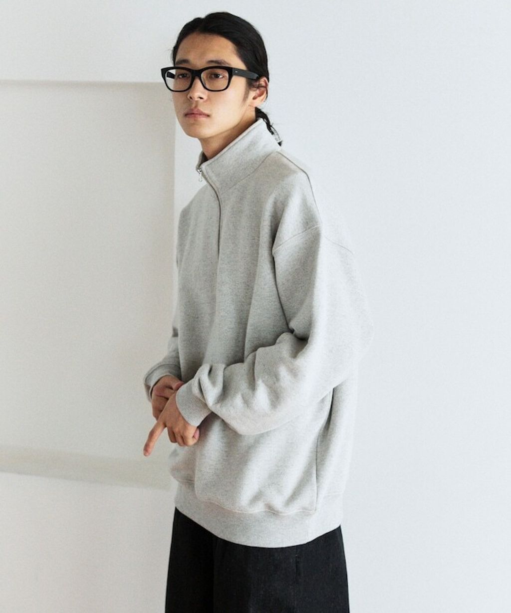 FREAKS STORE COMFORT HEATHER復古感拉格蘭半開襟大學T_25