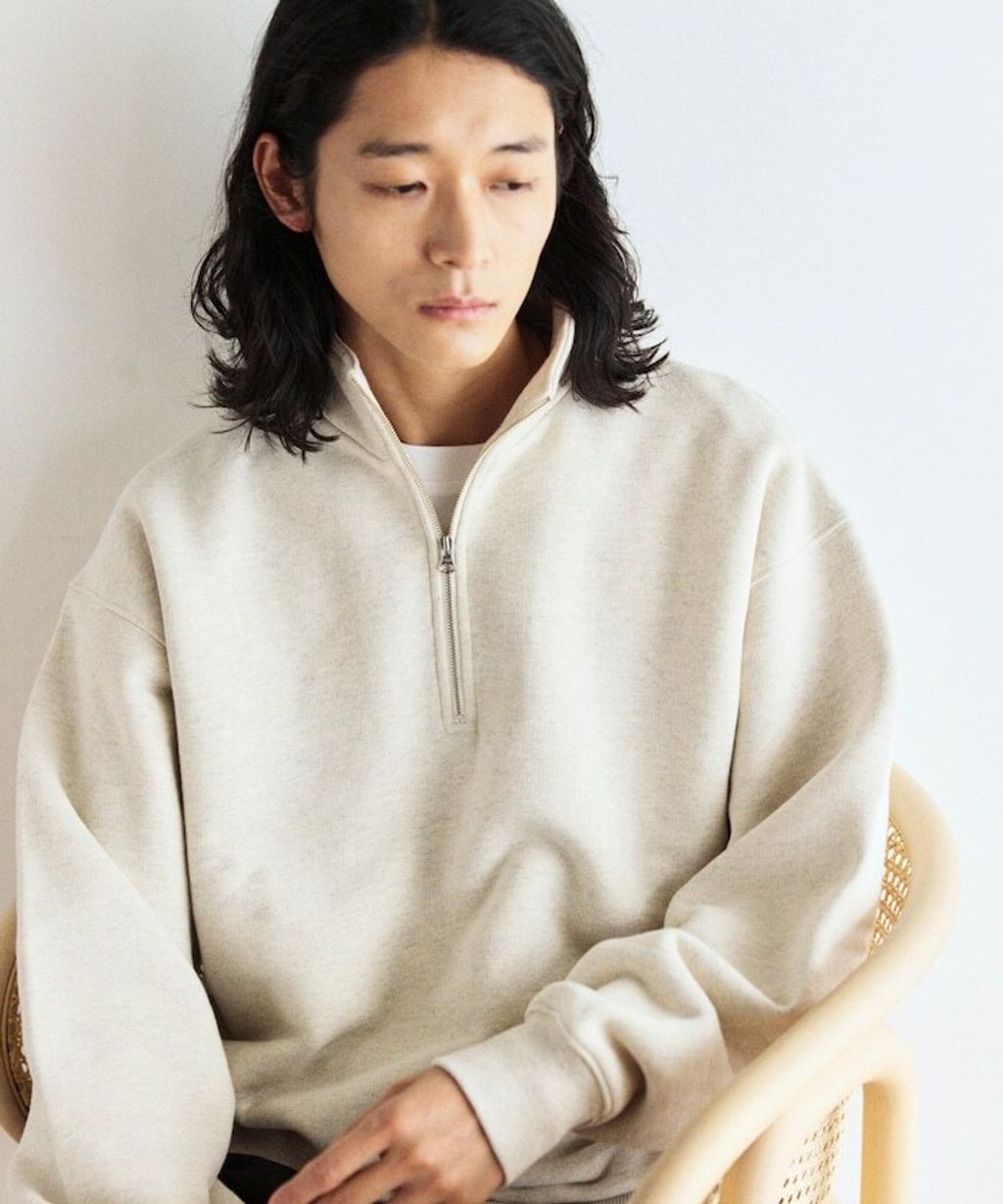 FREAKS STORE COMFORT HEATHER復古感拉格蘭半開襟大學T_36