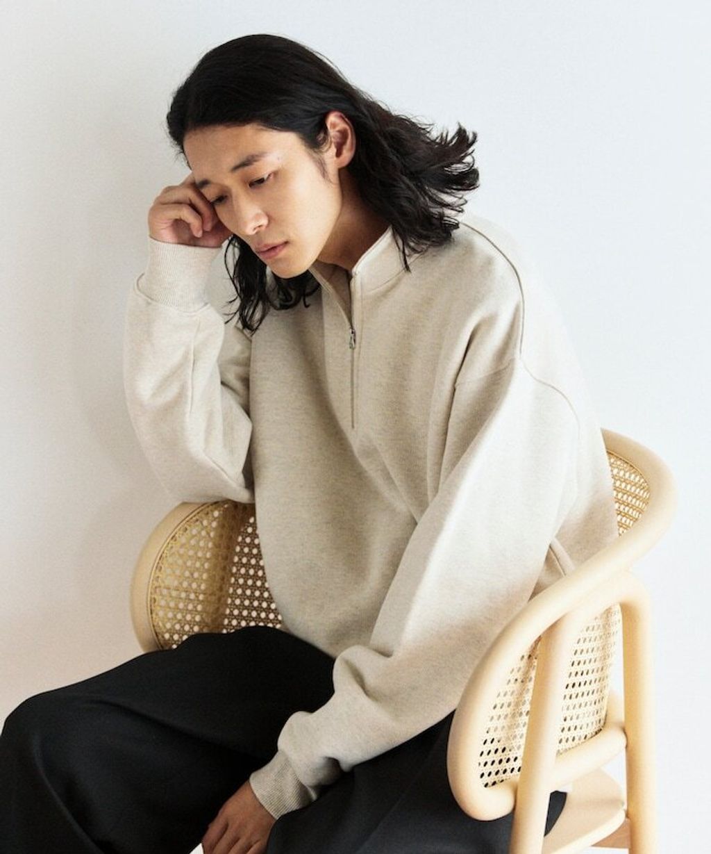 FREAKS STORE COMFORT HEATHER復古感拉格蘭半開襟大學T_34
