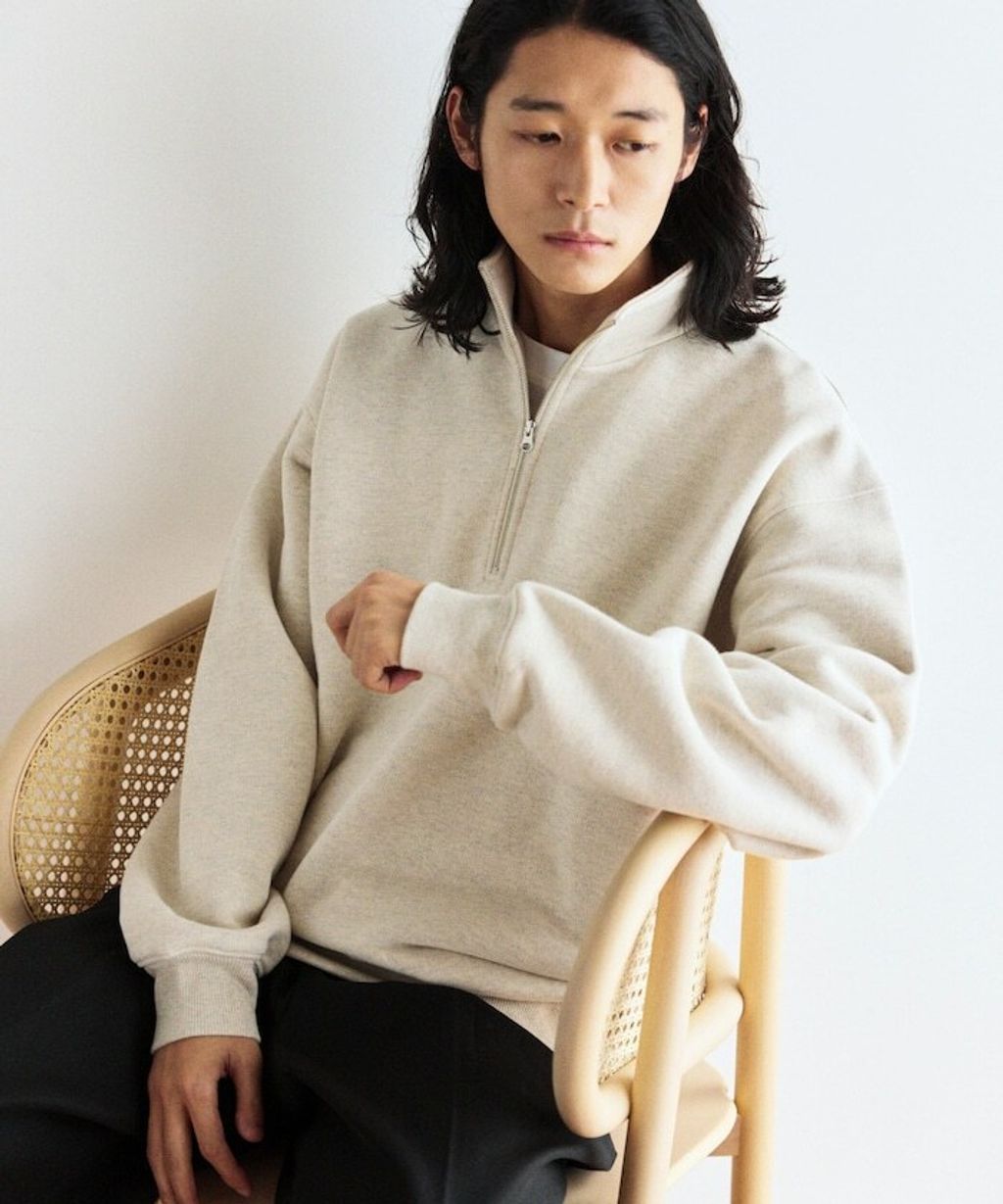 FREAKS STORE COMFORT HEATHER復古感拉格蘭半開襟大學T_33