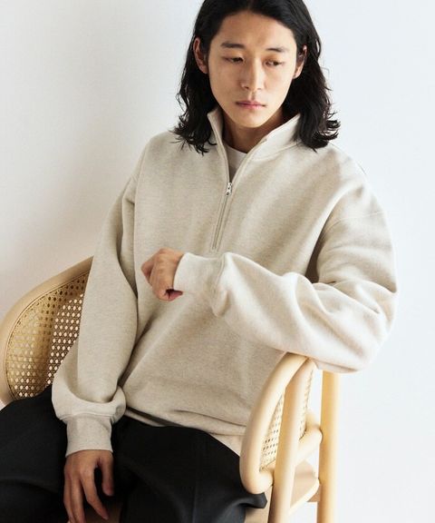 FREAKS STORE COMFORT HEATHER復古感拉格蘭半開襟大學T_33